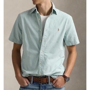 POLO RALPH LAUREN MEN'S S/S BUTTON UP OXFORD SHIRT~XXL~GREEN~NWT
